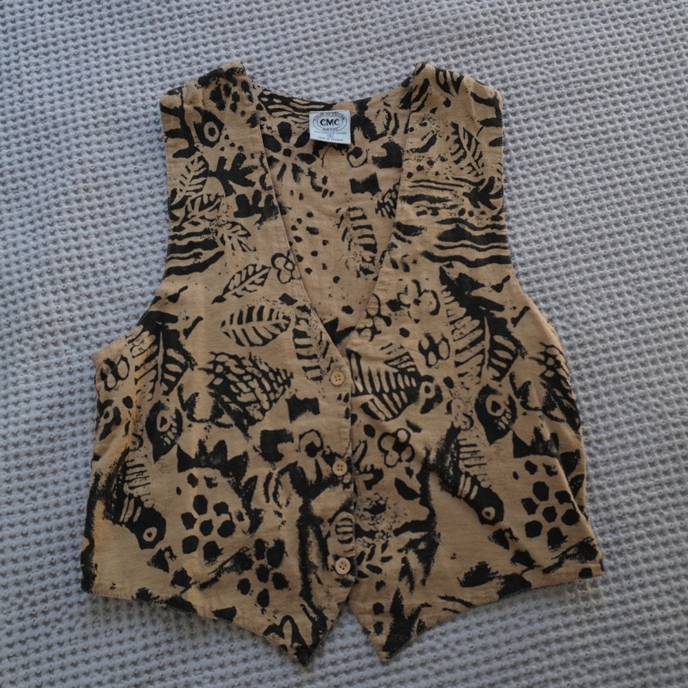 CMC Black and Tan Patterned Vest Top
